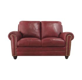 Westfield Cherry 62" Leather Loveseat with Nailhead Trim