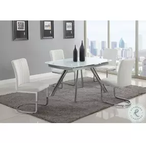Alina White And Chrome Extendable Dining Room Set