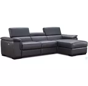Allegra Slate Gray Leather Power Reclining RAF Sectional