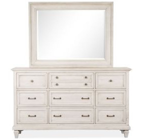 Newport Alabaster 9 Drawer Dresser with Rectangular Mirror