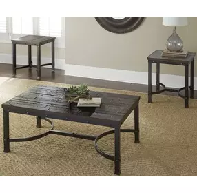 Ambrose Rustic Honey And Antiqued Ebony Occasional Table Set