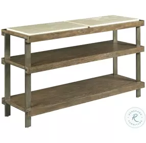 Amara Rich Taupe and Aged Gunmetal Gray Sofa Table