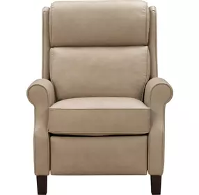 Amber Cashmere Stone Leather Push Thru The Arms Recliner