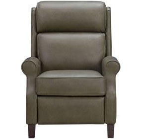 Amber Oasis Olive Leather Power Recliner with USB Charging