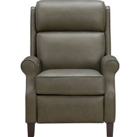 Amber Oasis Olive Leather Dual Power Recliner with Power Headrest and USB Charging