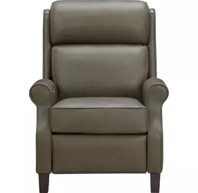 Amber Oasis Olive Leather Dual Power Recliner with Power Headrest and USB Charging