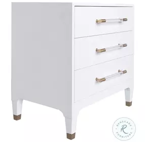 Amber White Textured Linen 3 Drawer Side Table