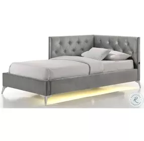 Juniper Grey Twin Upholstered Platform Bed