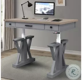 Americana Modern Dove 56" Power Lift Home Office Set