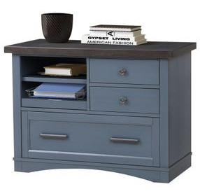 Americana Modern Denim Functional File Cabinet With Power Center