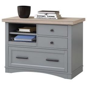 Americana Modern Dove Functional File Cabinet With Power Center