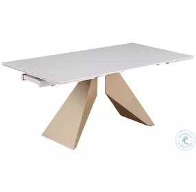 Amelia Matte White And Champagne Extendable Dining Table