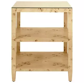 Amie Matte Burl Wood 3 Tier Square Side Table