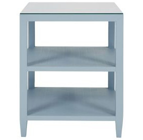 Amie Light Blue Square Glass Top Side Table