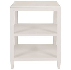 Amie White Square Glass Top Side Table