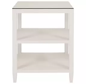 Amie White Square Glass Top Side Table