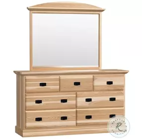 Amish Highlands Natural 7 Drawer Dresser with Mirror