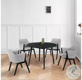 Arcadia Black 42" Round Dining Room Set with Renzo Chair