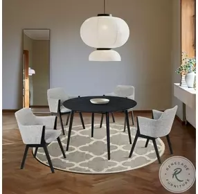 Arcadia Black 48" Round Dining Room Set with Renzo Light Gray Chair