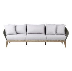 Athos Grey And Dark Eucalyptus Wood 93" Outdoor Sofa