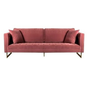Lenox Pink Velvet Modern 90" Sofa