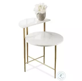 Patna White Marble And Iron End Table