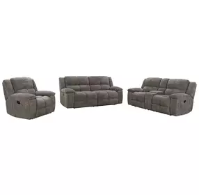 Buster Cabot Stone Manual Reclining Living Room Set with USB Charging