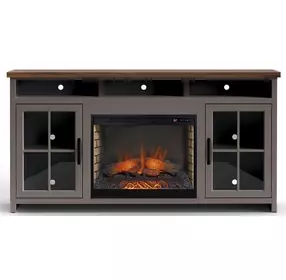 Avalon Sandstone and Whiskey 74" TV Stand with Fireplace