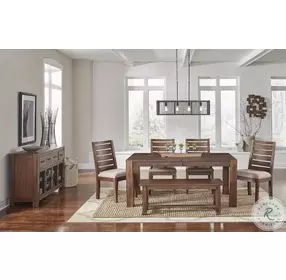 Anacortes Salvaged Mahogany 90" Extendable Rectangular Leg Dining Room Set