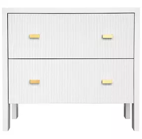 Andre Matte White Lacquer Soft Close 2 Drawer Side Table With Fluted Detail
