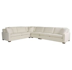 Anna Henequen Ivory Performance Fabric 4 Piece Modular Sectional with Pillows
