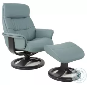 Anne Ice Leather Small Recliner with Ottoman