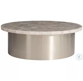 Shimla White Agate Marble And German Silver Cocktail Table