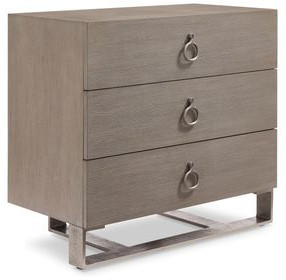 Linea Cerused Greige And Textured Graphite Metal Nightstand