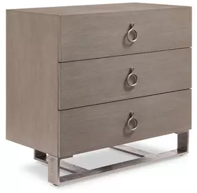 Linea Cerused Greige And Textured Graphite Metal Nightstand