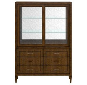 Eave Brown 2 Glass Door China Cabinet with 6 Drawers