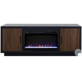 Aria Black And Walnut 66" Fireplace TV Stand