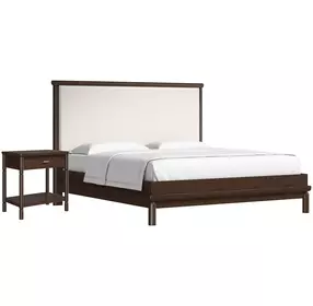 Verge Handcrafted Walnut and Cream Upholstered Panel Bedroom Set