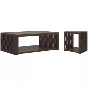 Verge Handcrafted Walnut Occassional Table Set