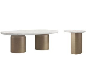 Verge Bronze Metallic and White Marble Top Occassional Table Set
