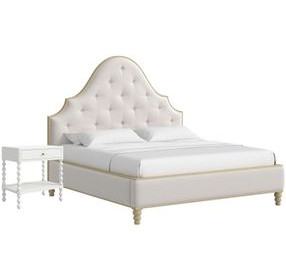 Haven Sundrenched Oak and Ivory Upholstered Panel Bedroom Set