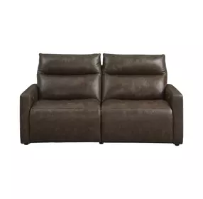 ModZ Chocolate Leather 2 Piece Modular Power Reclining Sectional with Power Headrest and USB Charging