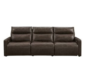 ModZ Chocolate Leather 3 Piece Modular Power Reclining Sectional with Power Headrest and USB Charging