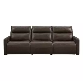 ModZ Chocolate Leather 3 Piece Modular Power Reclining Sectional with Power Headrest and USB Charging