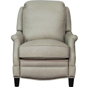 Ashebrooke Shoreham Cream Leather Push Thru The Arms Recliner with Nailhead Trim