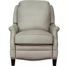 Ashebrooke Shoreham Cream Leather Push Thru The Arms Recliner with Nailhead Trim
