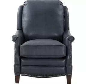 Ashebrooke Barone Navy Blue Leather Push Thru The Arms Recliner with Nailhead Trim