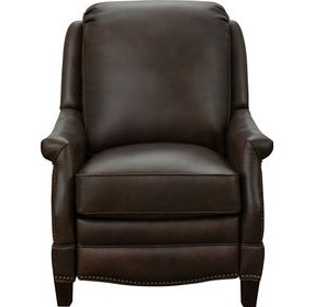 Ashebrooke Ashford Walnut Leather Push Thru The Arms Recliner with Nailhead Trim