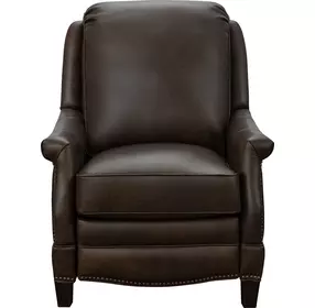 Ashebrooke Ashford Walnut Leather Push Thru The Arms Recliner with Nailhead Trim