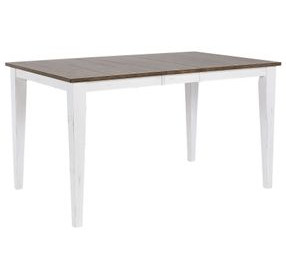 Ashford White and Brown 54" Rectangular Extendable Counter Height Leg Dining Table